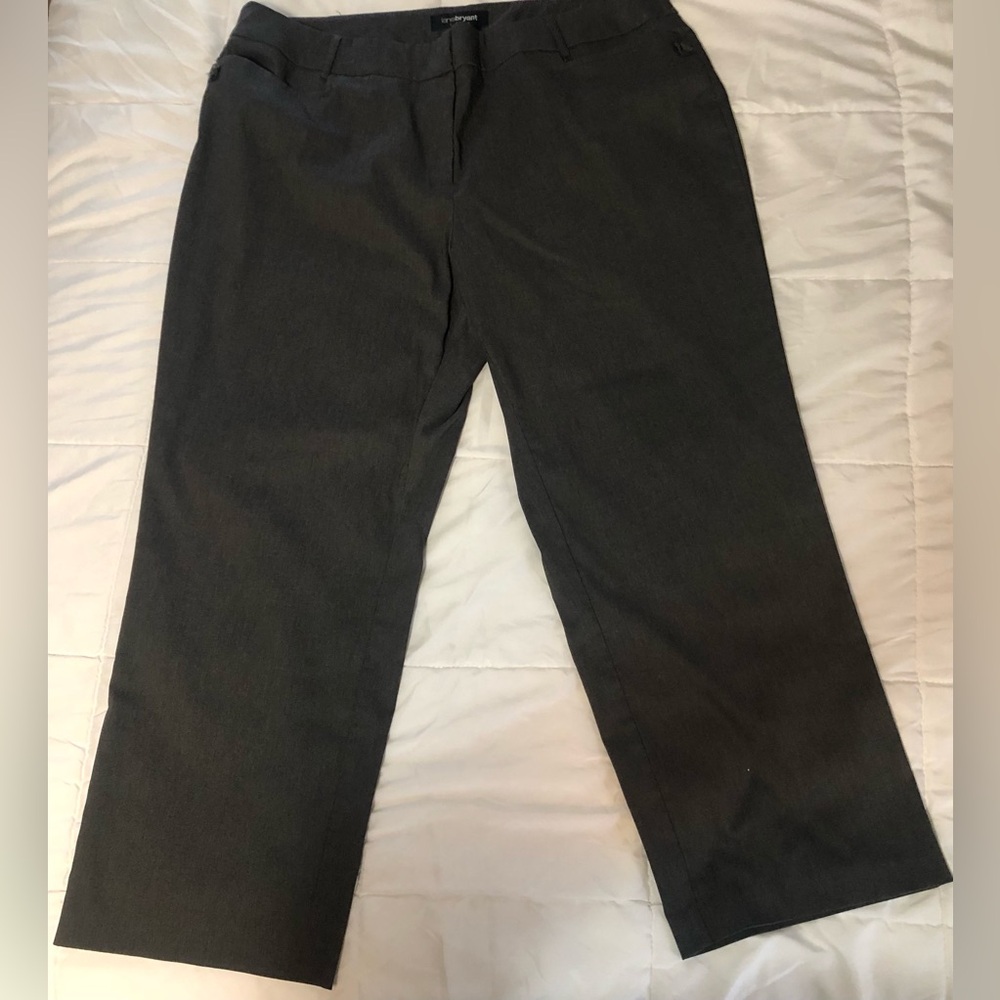 Lane Bryant size20 Petite dark gray charcoal dress pants trousers flat front